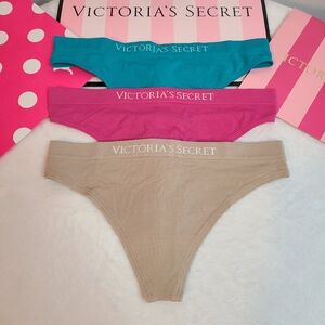 Victoria's Secret 3pk Seamless Stretch Nylon Thong Panties Size XS